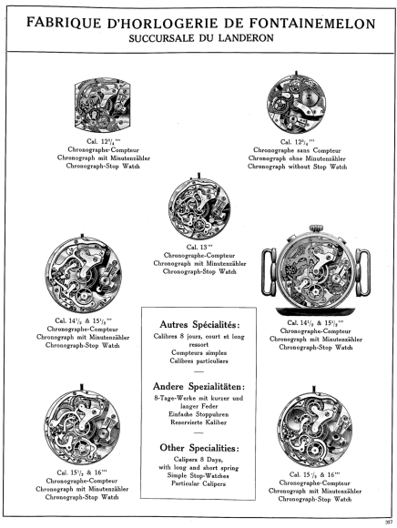 Landeron chronographs in Ebauches SA 1935